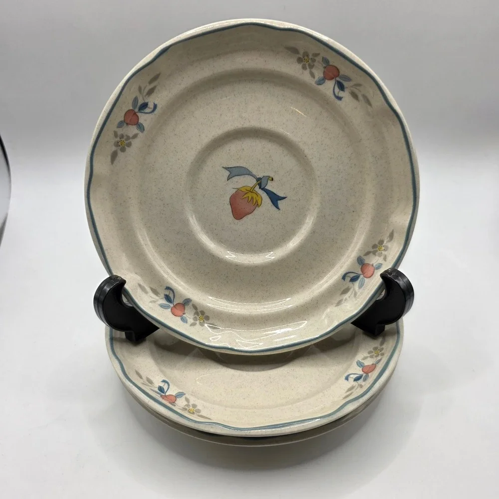 International China Marmalade Goose Set of 2 Speckled Saucers